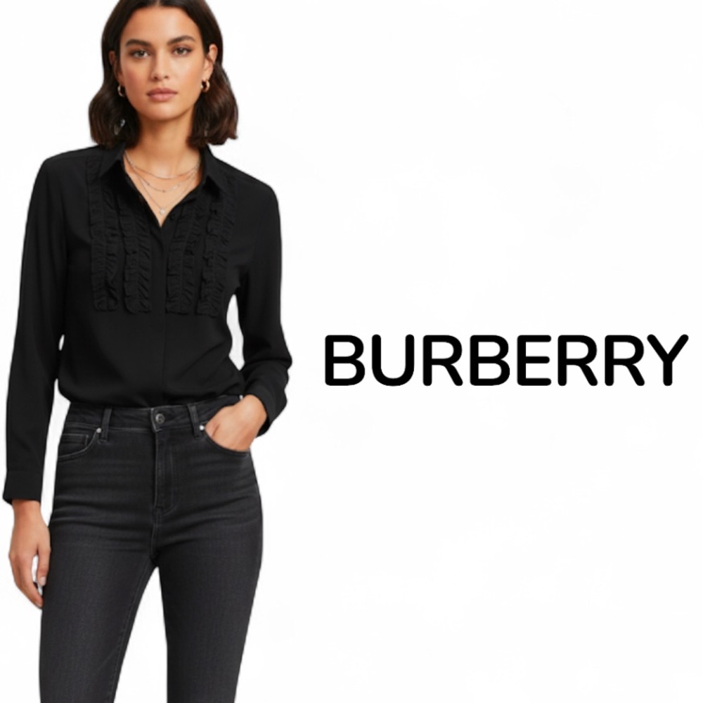 Authentic Burberry luxury designer black label button down fitted shirt sz small